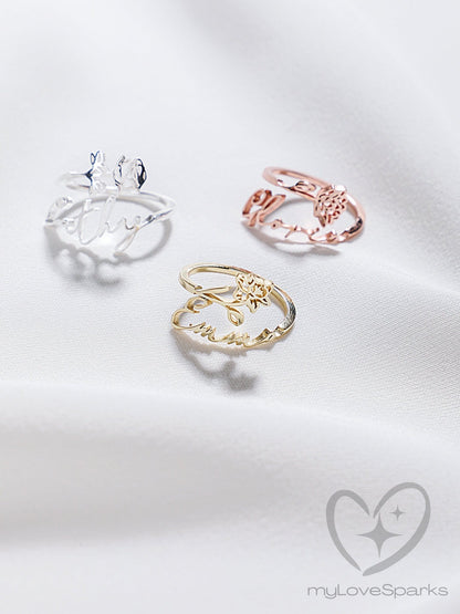 Personalized Birth Flower Ring for Women - myLoveSparks Jewelry & GiftsFY
