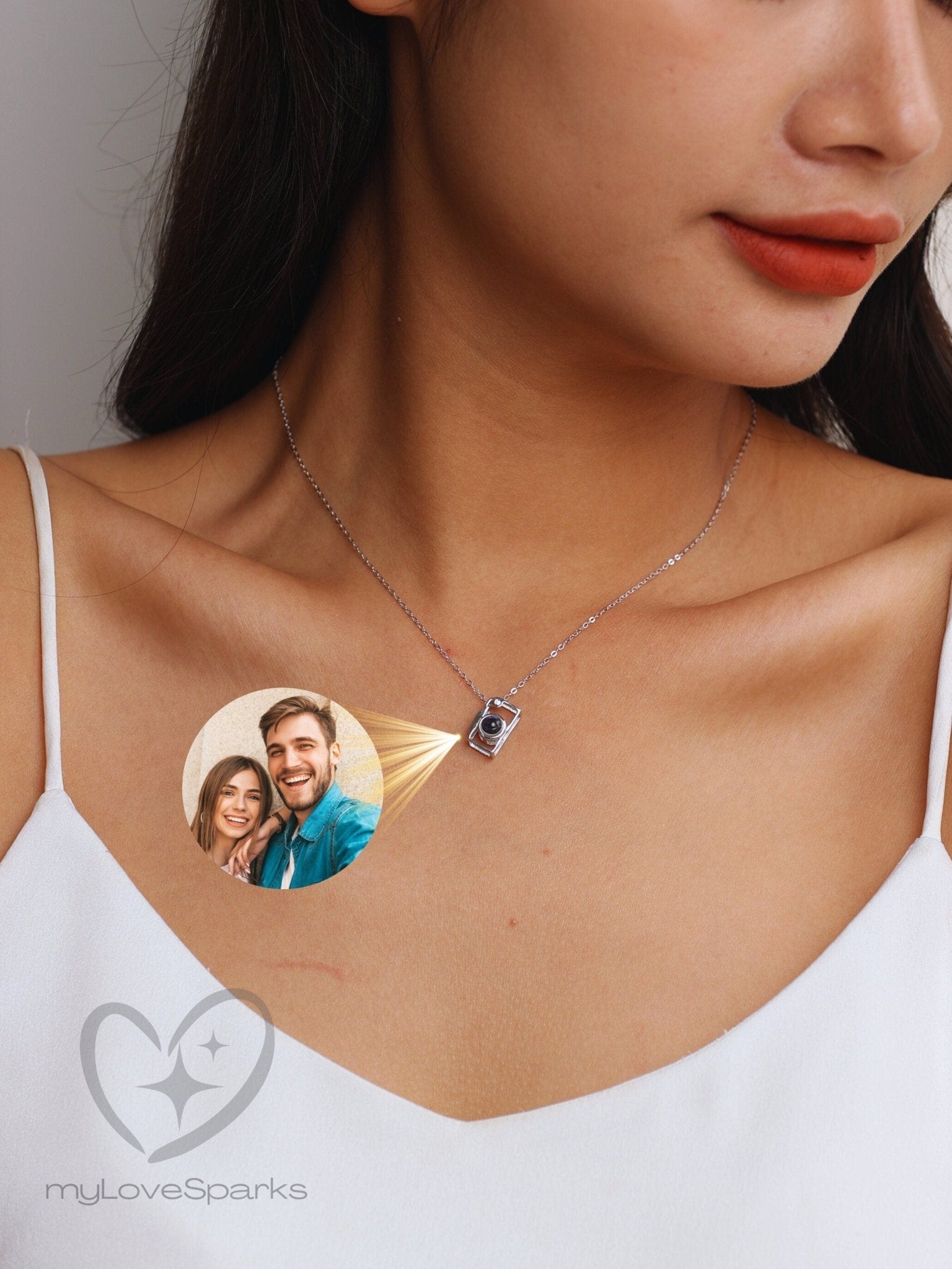 Personalized Camera Pendant Projection Photo Necklace - myLoveSparks Jewelry & GiftsSW