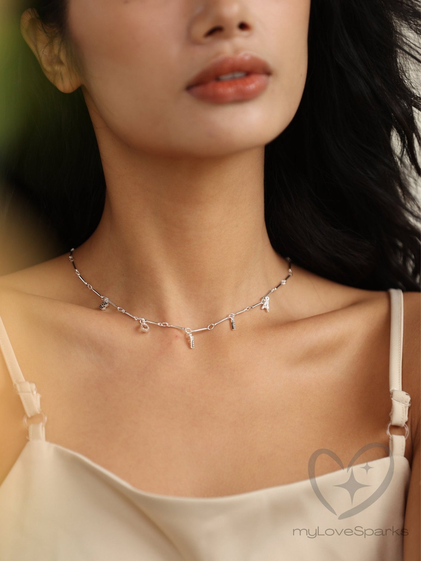 Personalized Diamond Name Necklace with Tube Chain - myLoveSparks Jewelry & GiftsJHDiamond