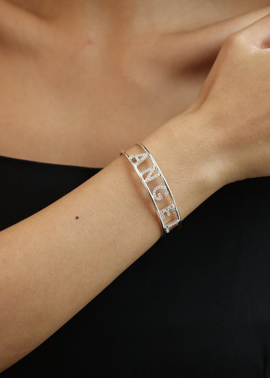 Personalized Diamond Pave Letter Name Cuff Bracelet - myLoveSparks Jewelry & GiftsJHDiamond