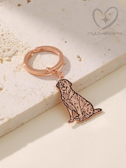 Personalized Engraved Pet Silhouette Keychain - myLoveSparks Jewelry & GiftsXMSM