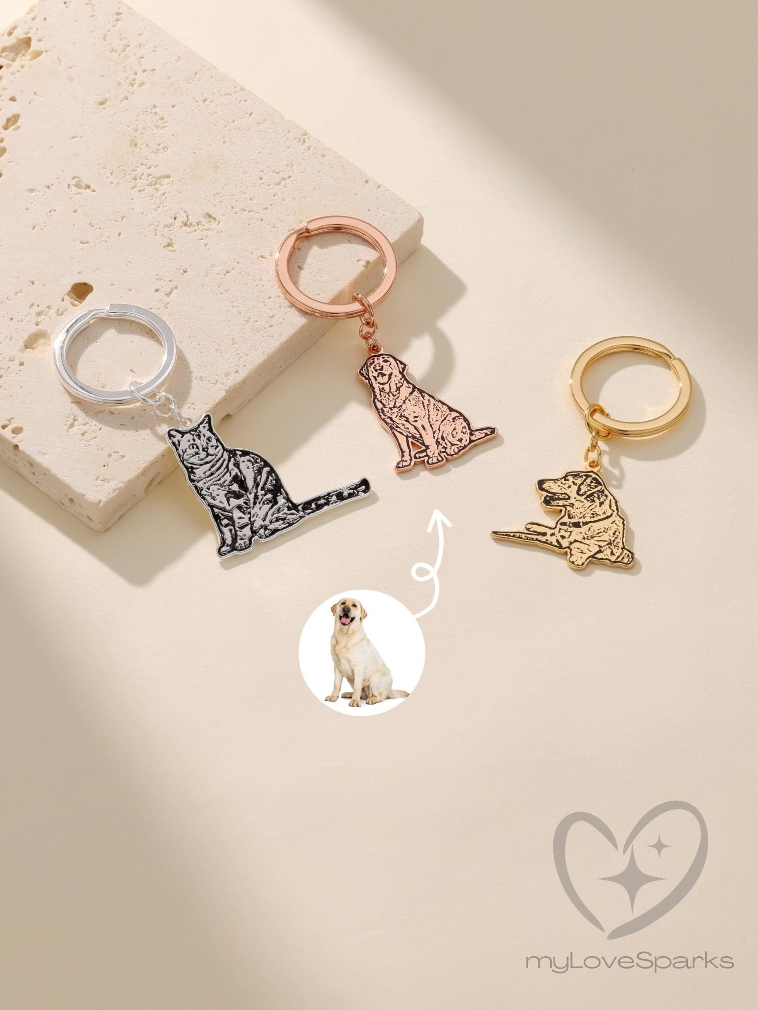 Personalized Engraved Pet Silhouette Keychain - myLoveSparks Jewelry & GiftsXMSM