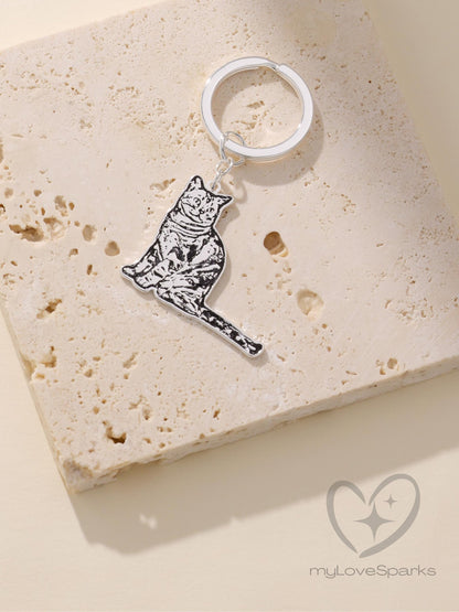 Personalized Engraved Pet Silhouette Keychain - myLoveSparks Jewelry & GiftsXMSM