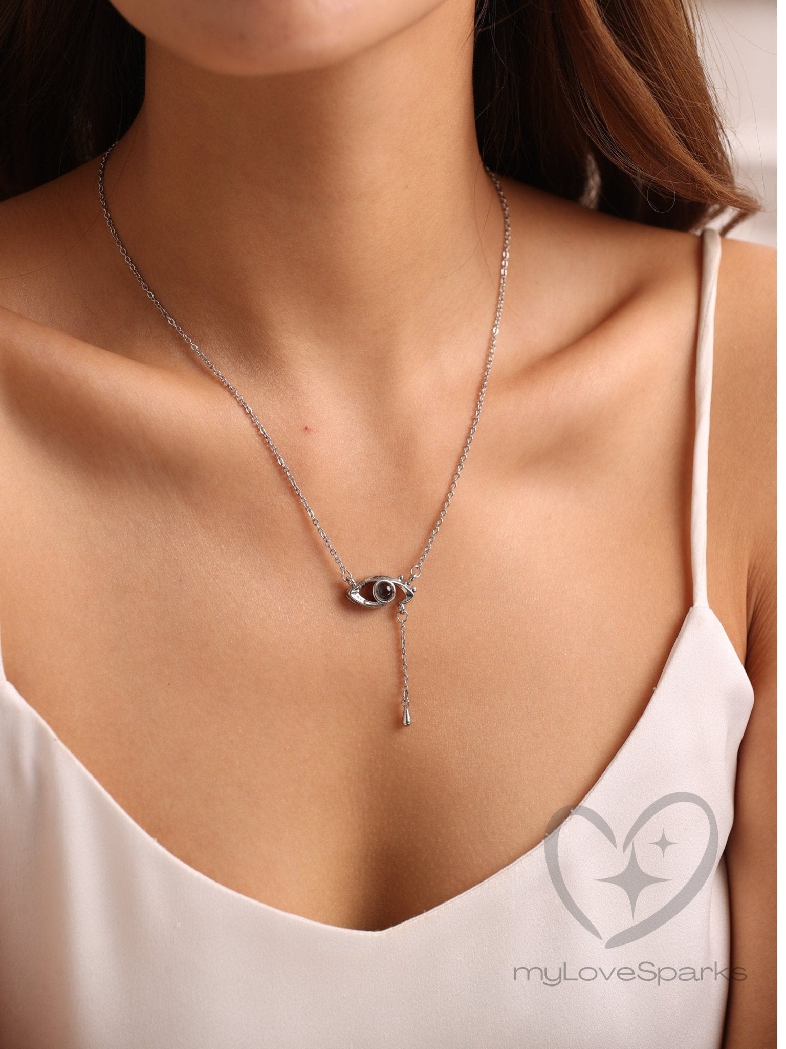 Personalized Evil Eye Necklace with Photo Inside - myLoveSparks Jewelry & GiftsHJ