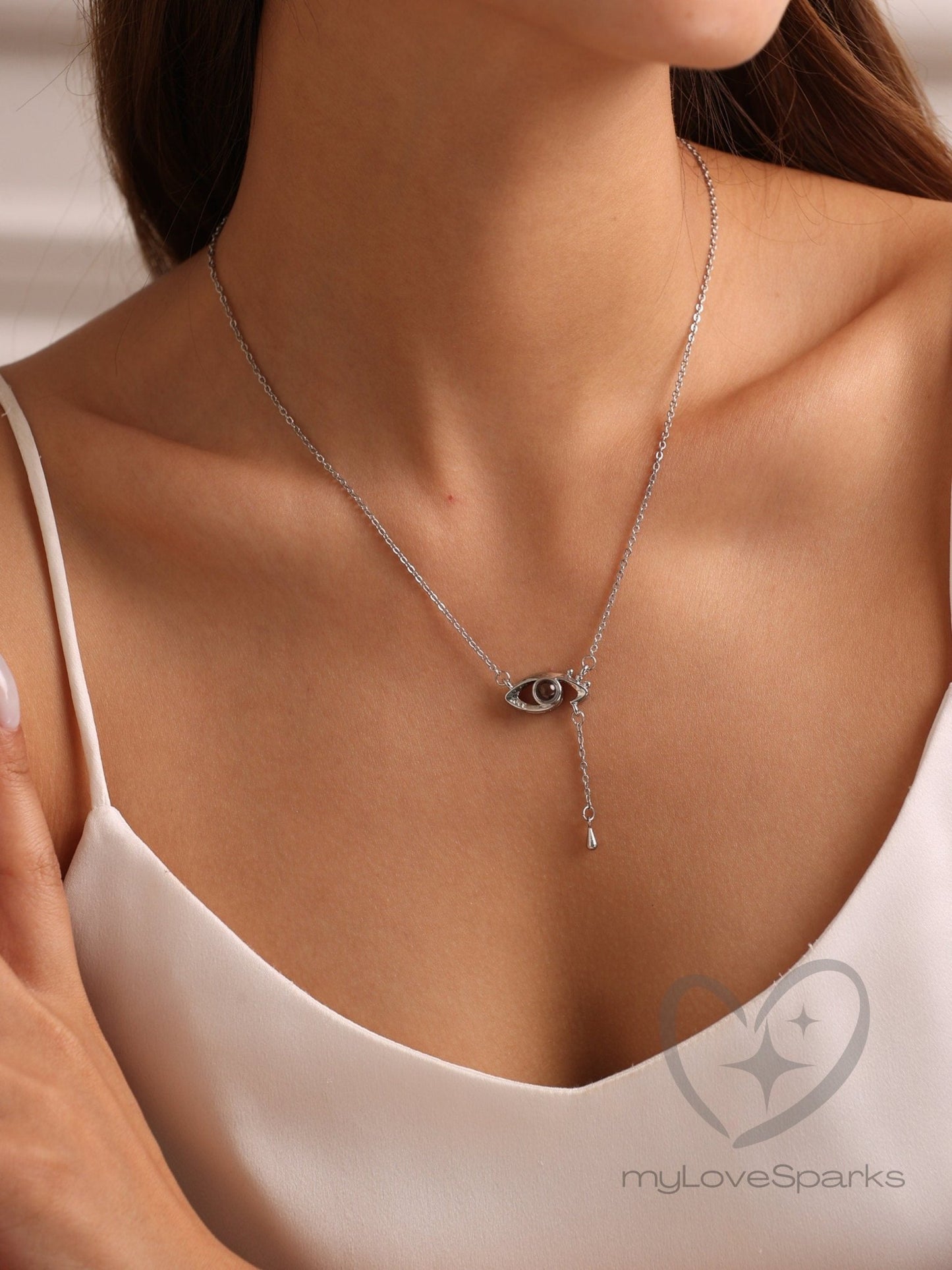 Personalized Evil Eye Necklace with Photo Inside - myLoveSparks Jewelry & GiftsHJ