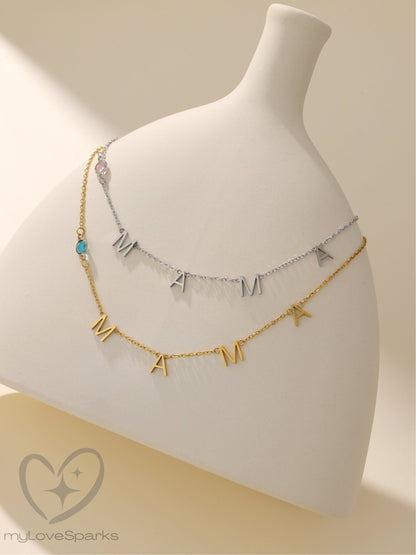 Personalized Family Birthstone Letter Initial Necklace - myLoveSparks Jewelry & GiftsHN