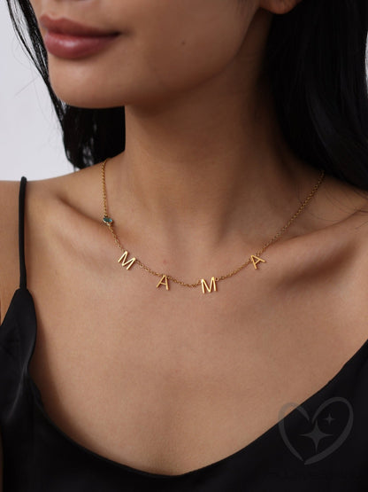 Personalized Family Birthstone Letter Initial Necklace - myLoveSparks Jewelry & GiftsHN