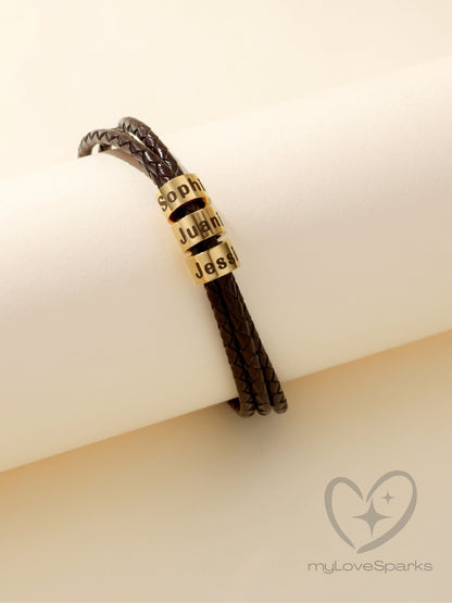 Personalized Family Name Bracelet for Dad - myLoveSparks Jewelry & Gifts