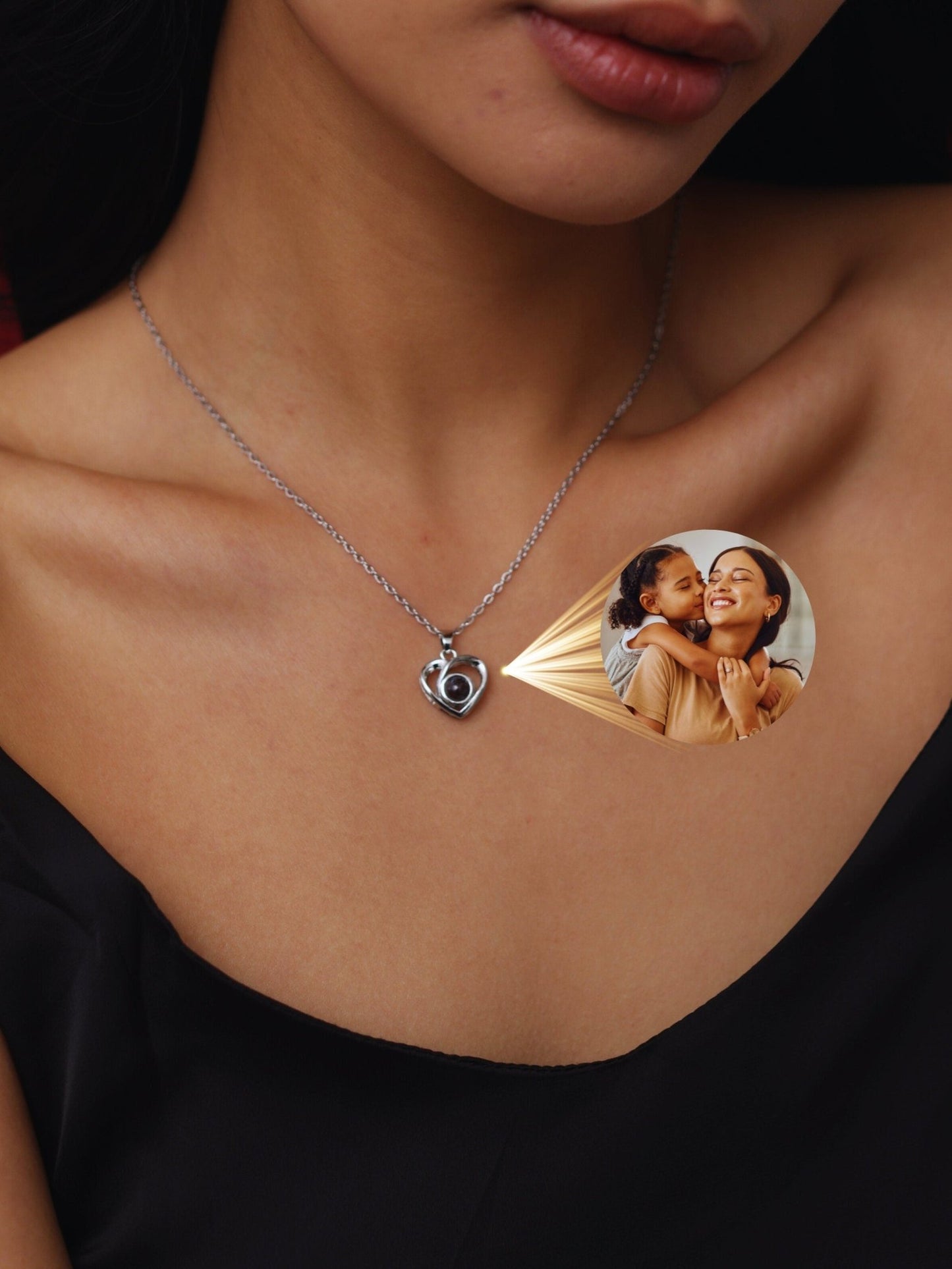 Personalized Groovy Heart Photo Projection Necklace - myLoveSparks Jewelry & GiftsCL