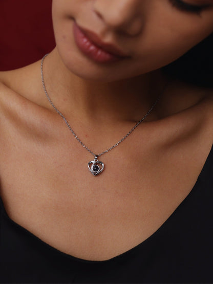 Personalized Groovy Heart Photo Projection Necklace - myLoveSparks Jewelry & GiftsCL