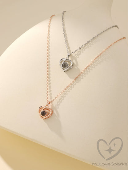 Personalized Groovy Heart Photo Projection Necklace - myLoveSparks Jewelry & GiftsCL