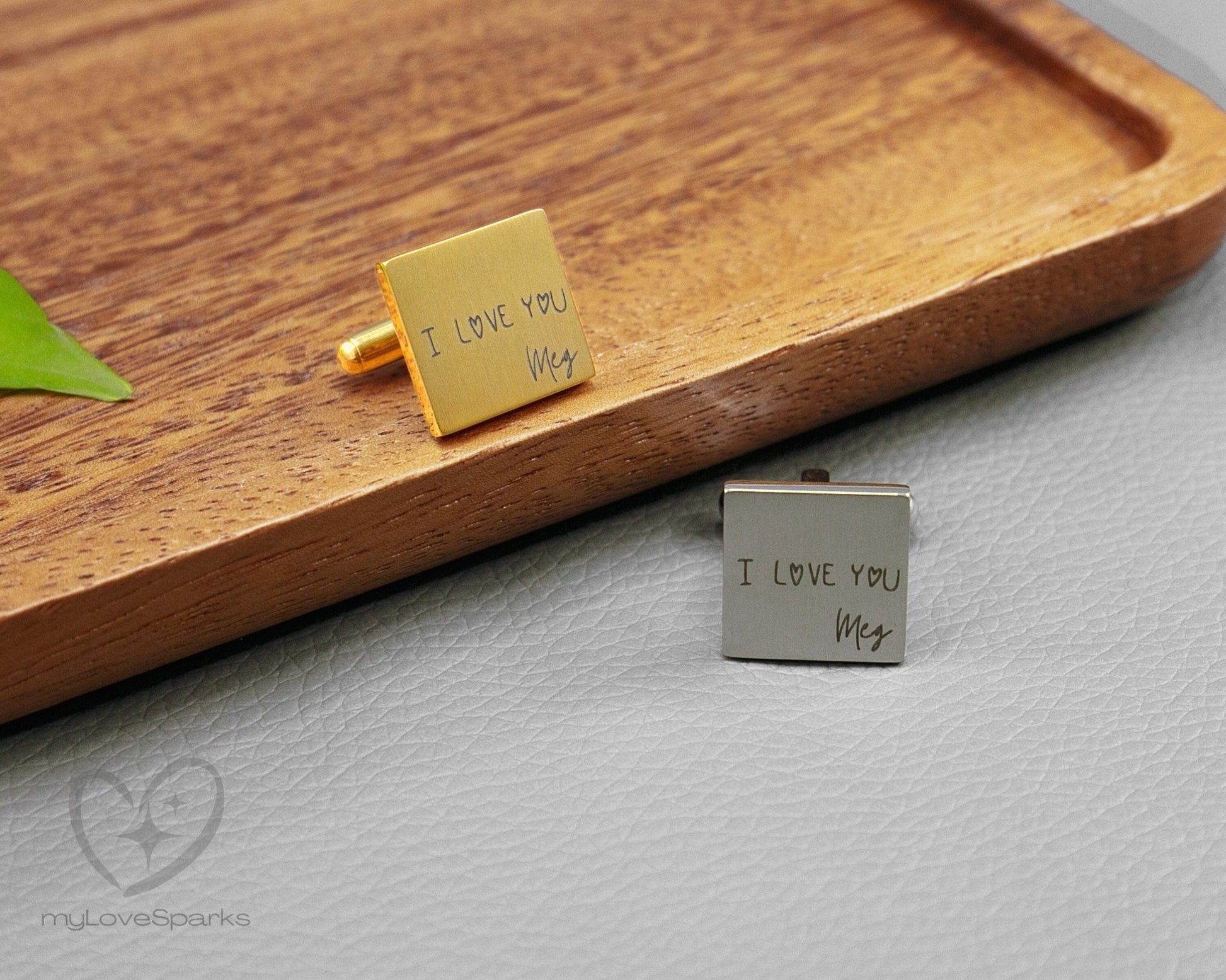 Personalized Handwriting Engraved CuffLinks - myLoveSparks Jewelry & Gifts