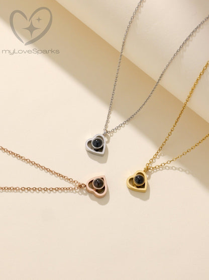 Personalized Heart Necklace with Photo Projection - myLoveSparks Jewelry & GiftsCL