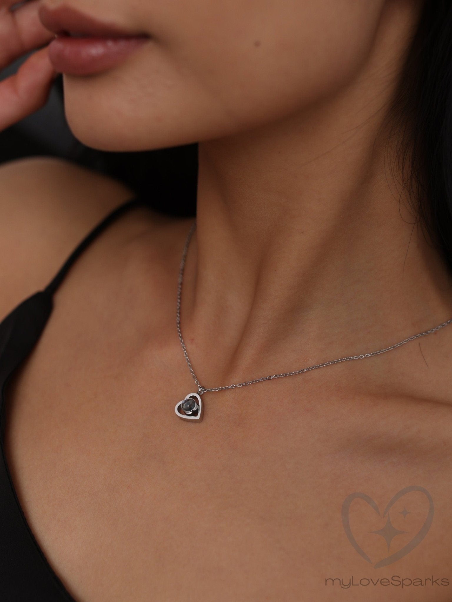 Personalized Heart Necklace with Photo Projection - myLoveSparks Jewelry & GiftsCL