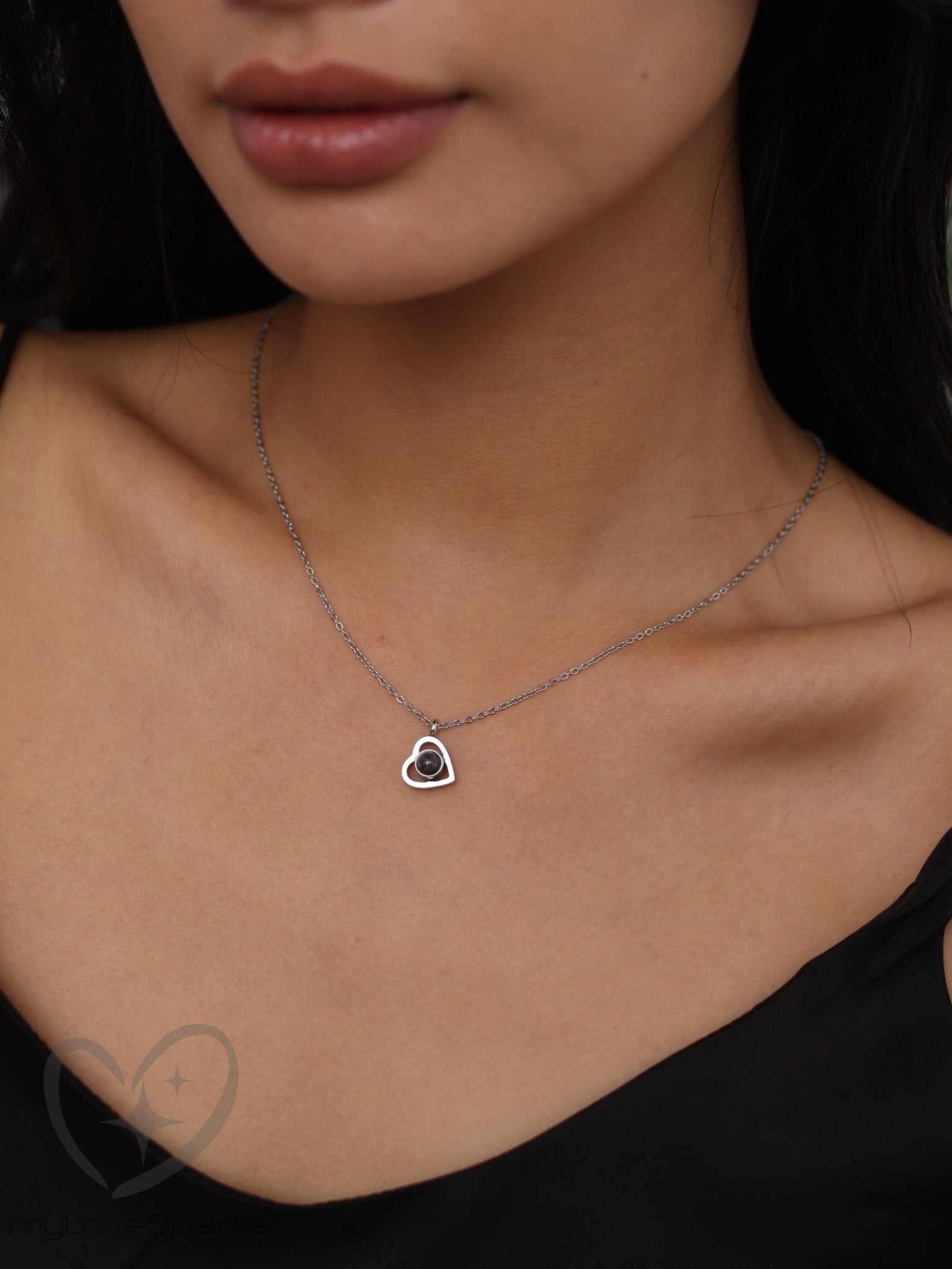 Personalized Heart Necklace with Photo Projection - myLoveSparks Jewelry & GiftsCL