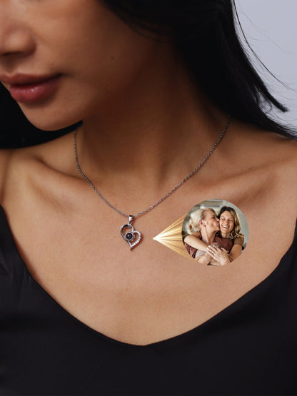 Personalized Heart Necklace with Photo Projection - myLoveSparks Jewelry & GiftsCL