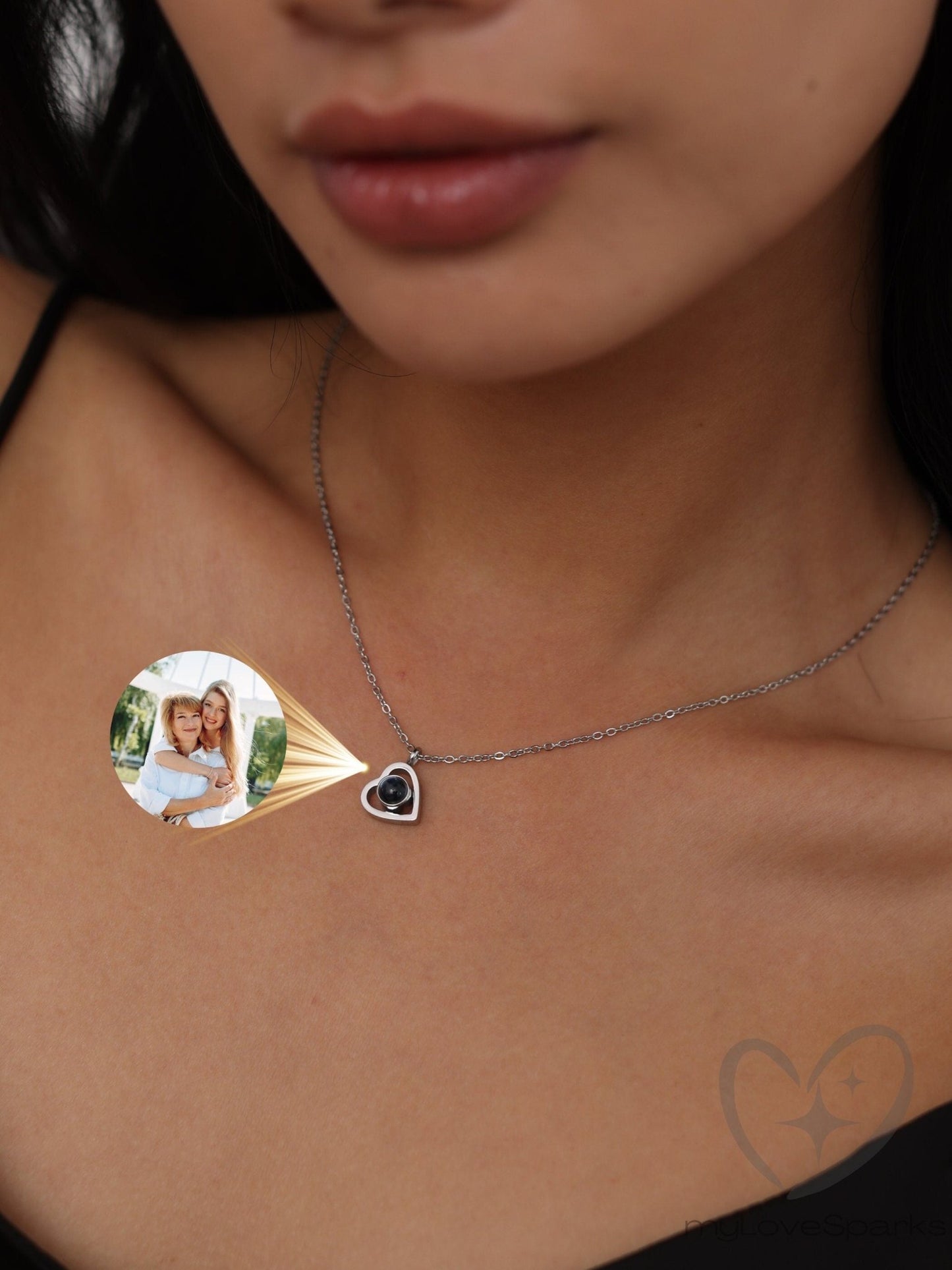 Personalized Heart Necklace with Photo Projection - myLoveSparks Jewelry & GiftsCL