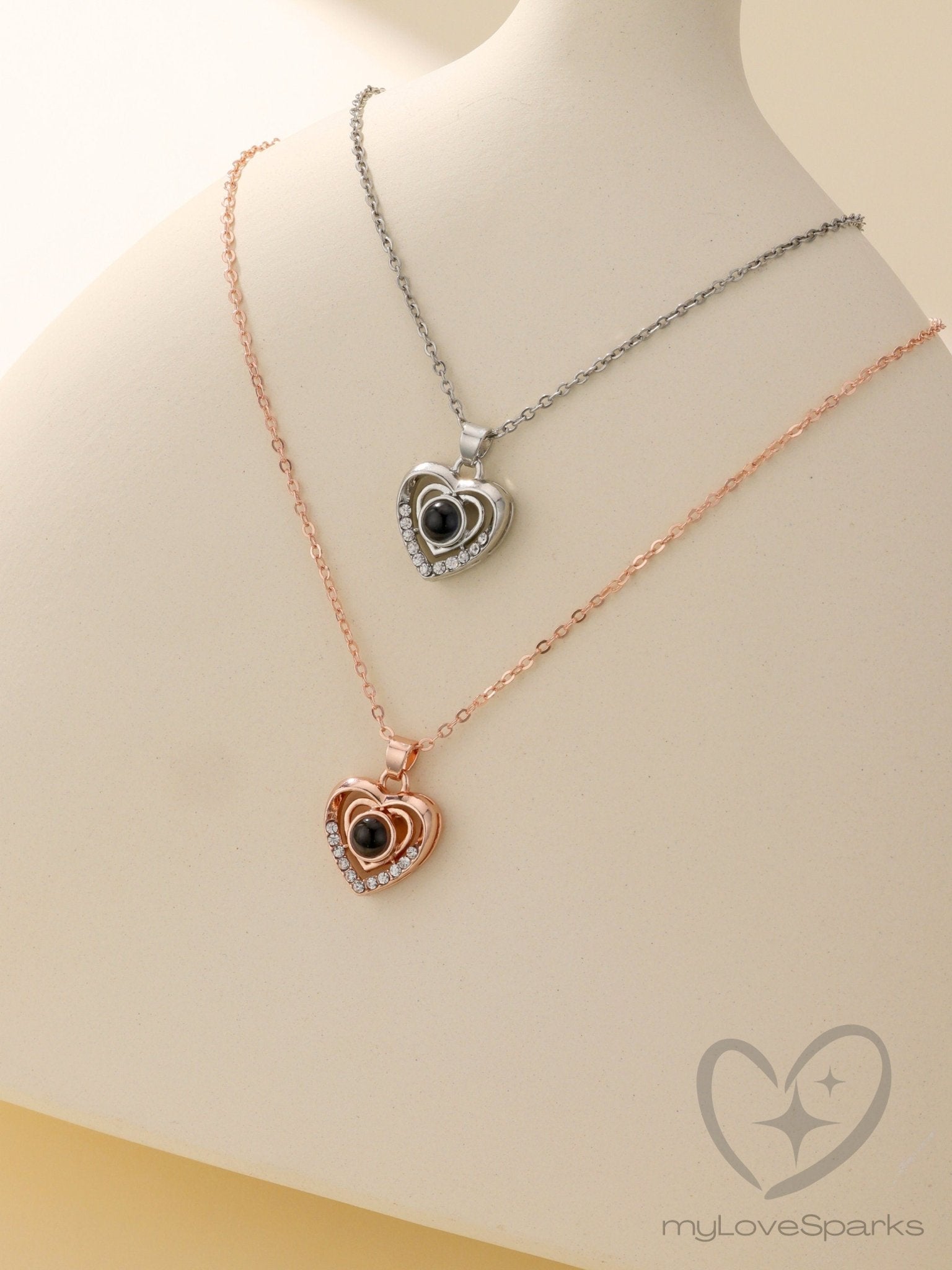 Personalized Heart Pendant Projection Necklace - myLoveSparks Jewelry & GiftsCL