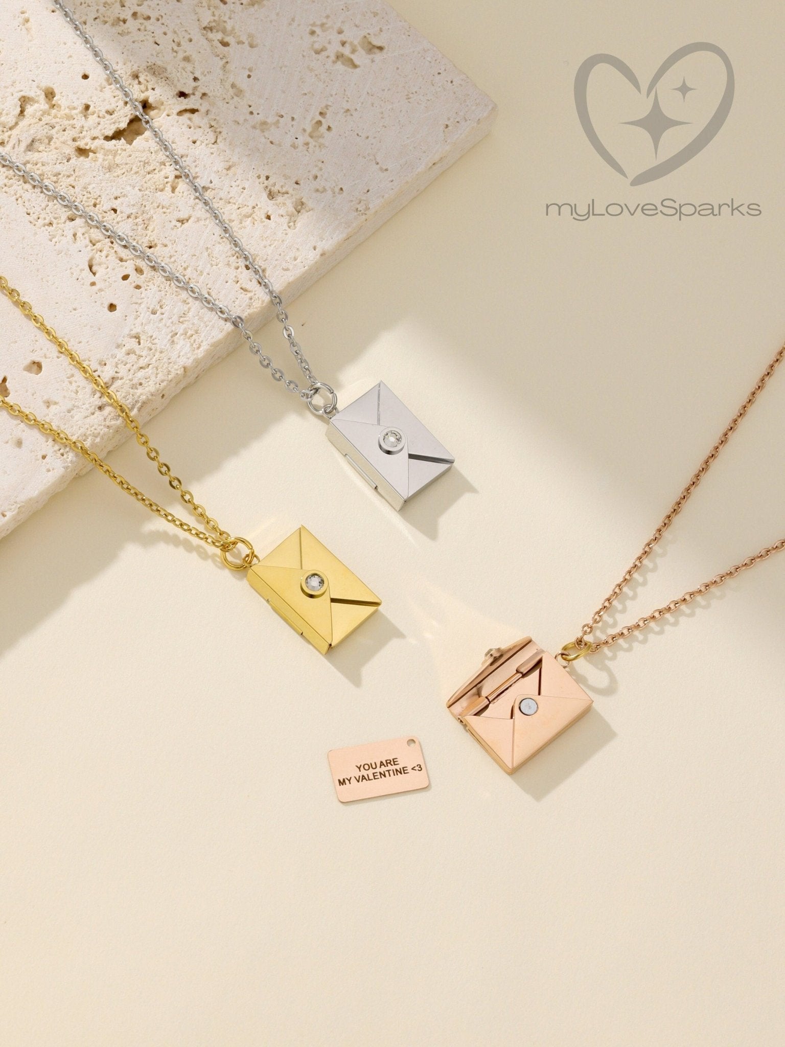 Personalized Mail Envelope Engraving Necklace - myLoveSparks Jewelry & GiftsHN