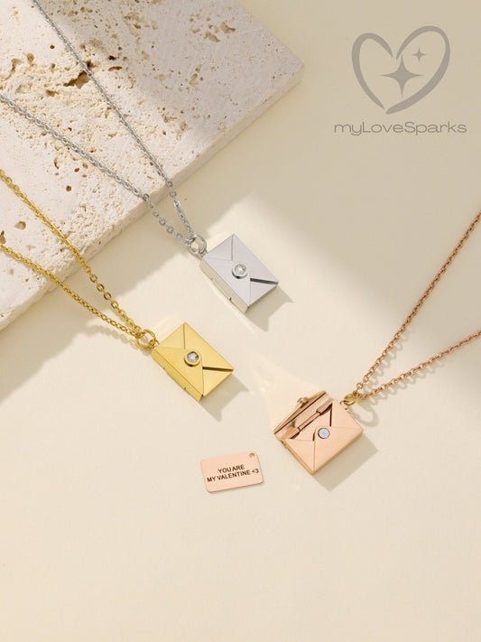 Personalized Mail Envelope Engraving Necklace - myLoveSparks Jewelry & GiftsHN