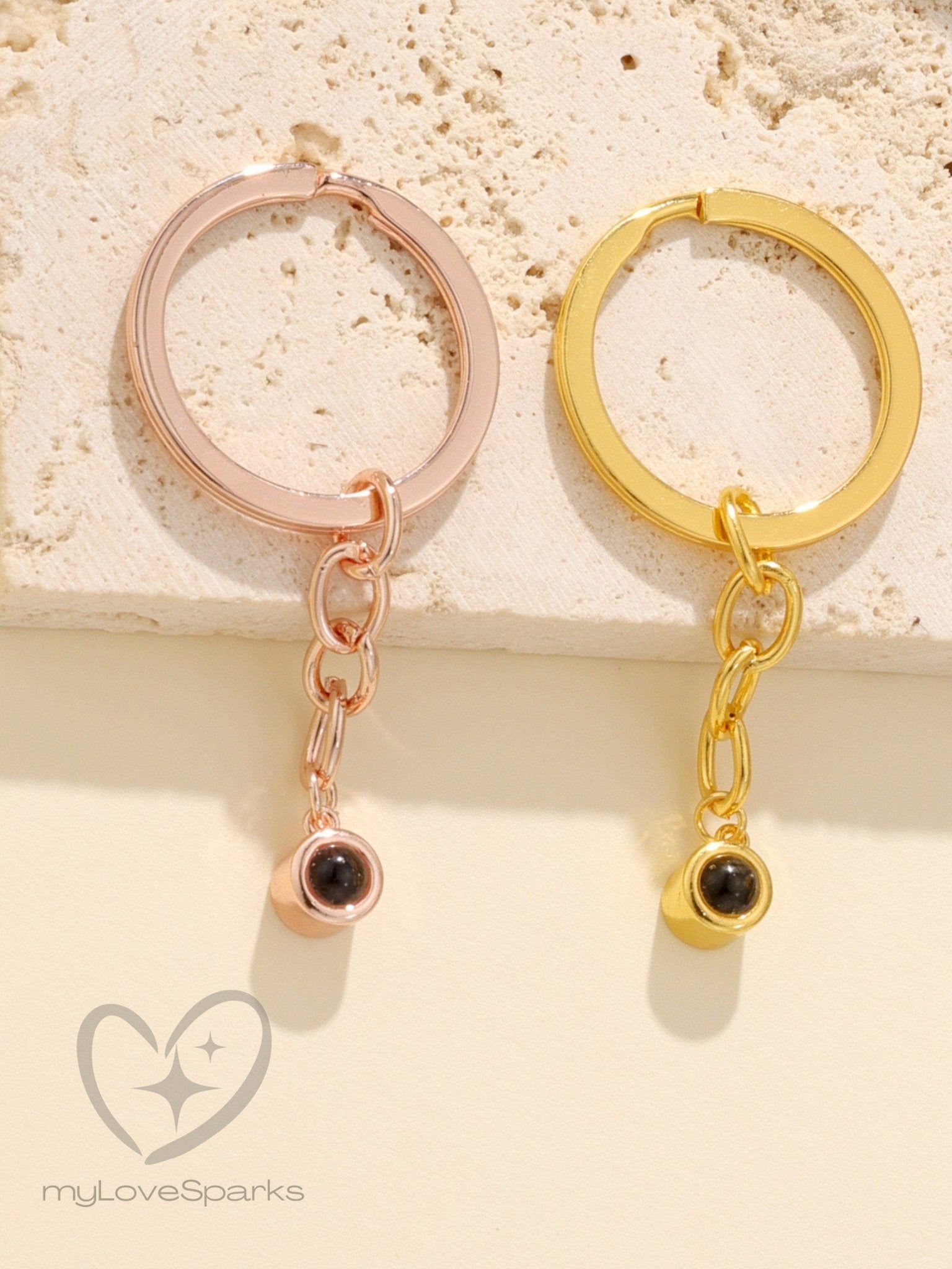 Personalized Minimalist Projection Picture Keychain with Hidden Photo Inside - myLoveSparks Jewelry & GiftsHJ