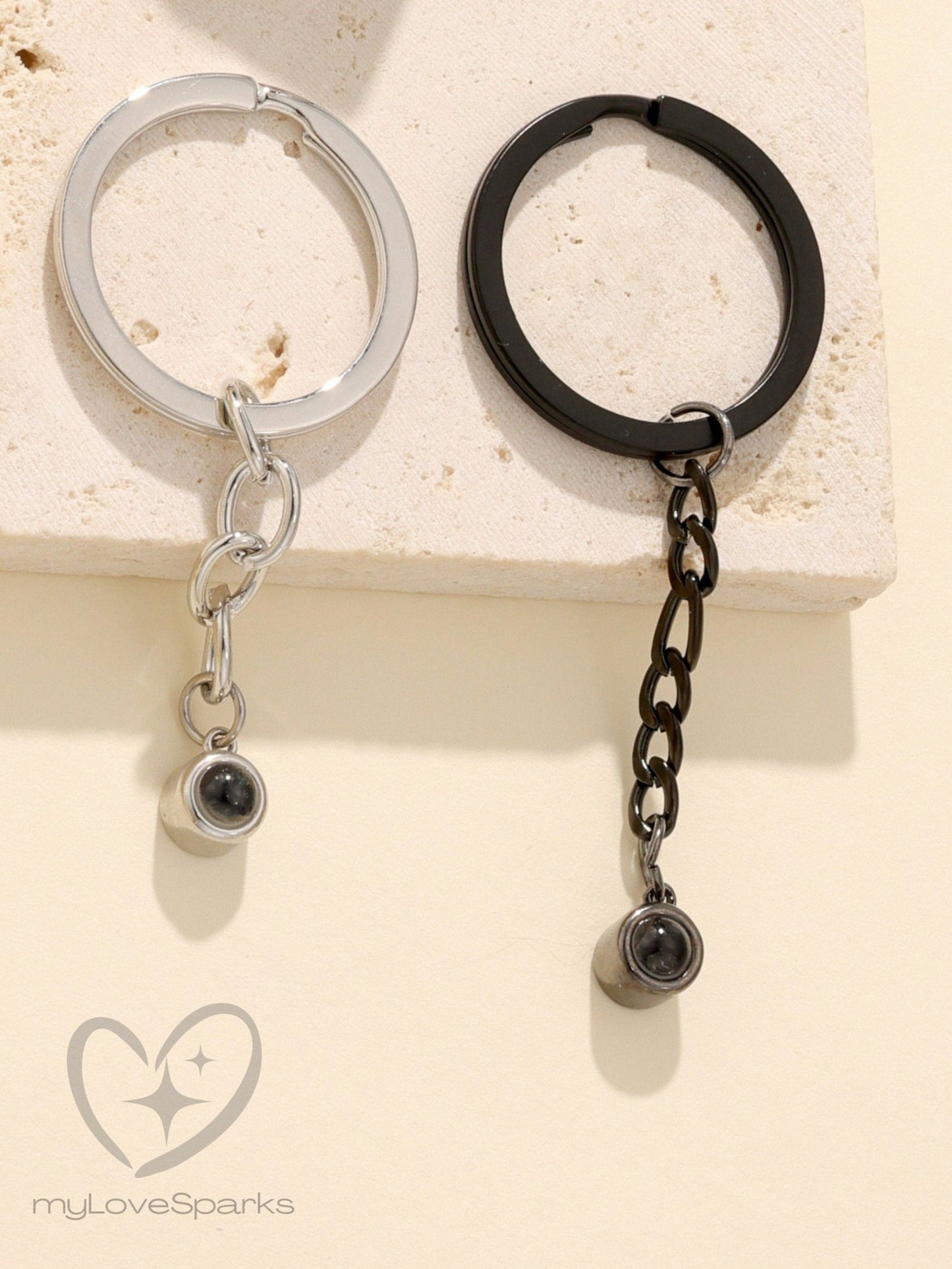Personalized Minimalist Projection Picture Keychain with Hidden Photo Inside - myLoveSparks Jewelry & GiftsHJ
