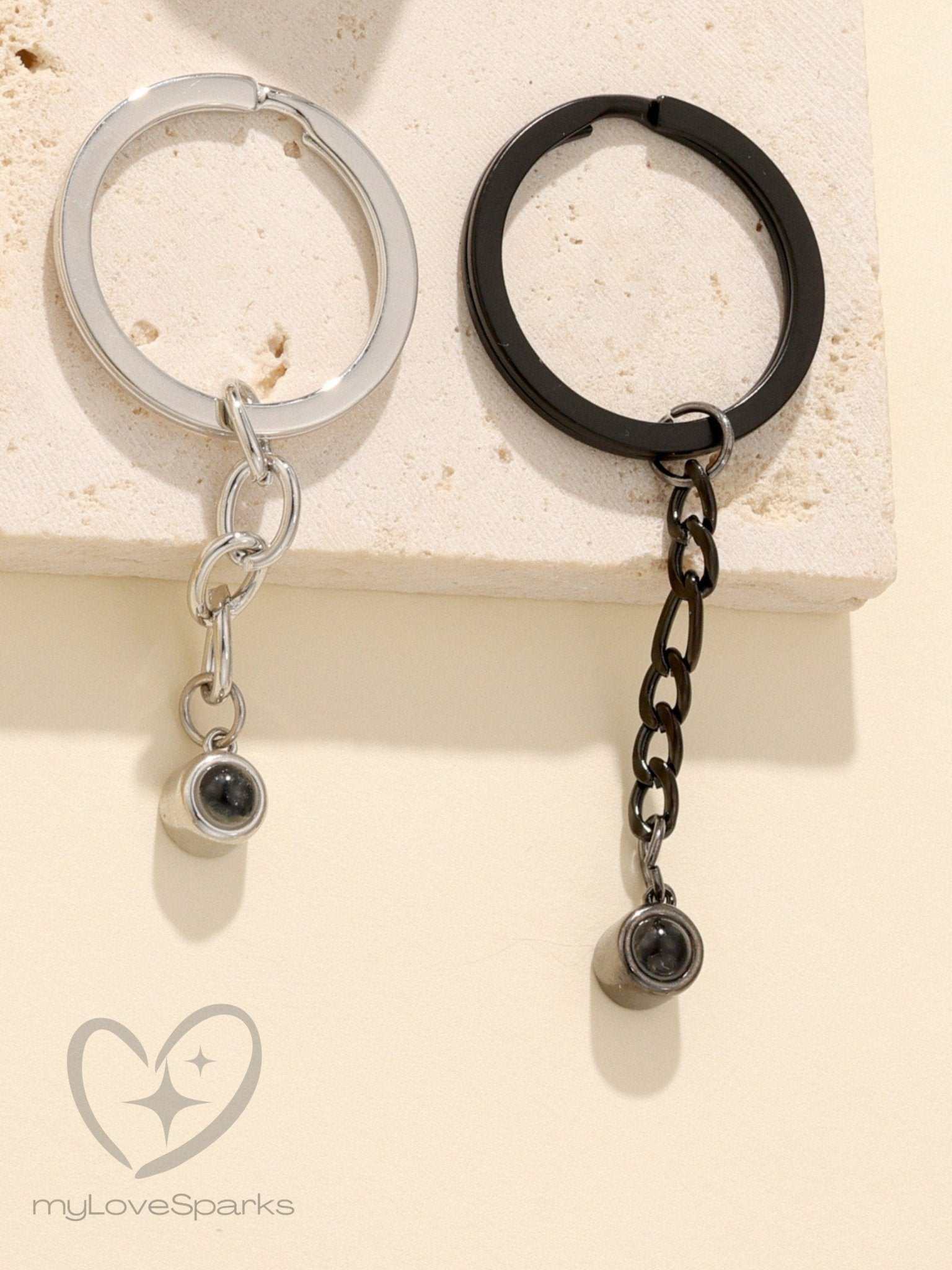 Personalized Minimalist Projection Picture Keychain with Hidden Photo Inside - myLoveSparks Jewelry & GiftsHJ