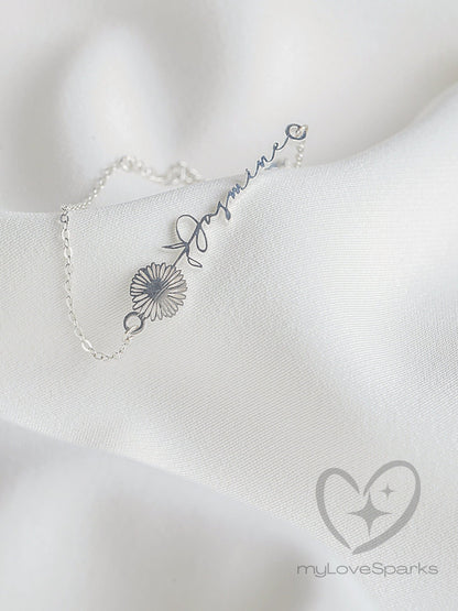 Personalized Name Anklet with Birth Flower - myLoveSparks Jewelry & GiftsFY