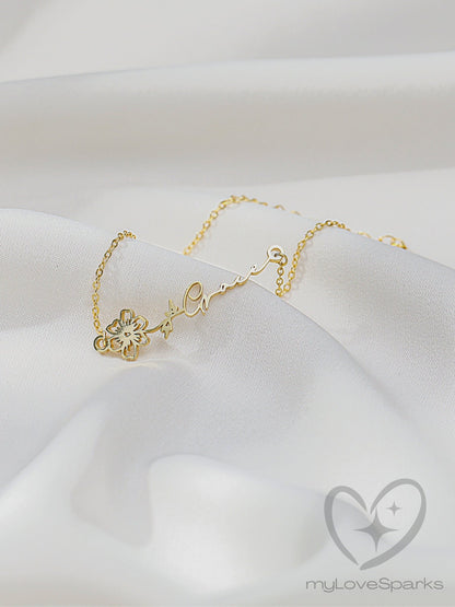 Personalized Name Anklet with Birth Flower - myLoveSparks Jewelry & GiftsFY