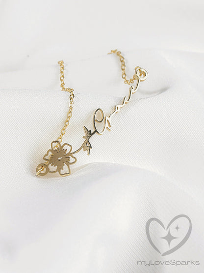 Personalized Name Bracelet with Birth Flower - myLoveSparks Jewelry & GiftsFY