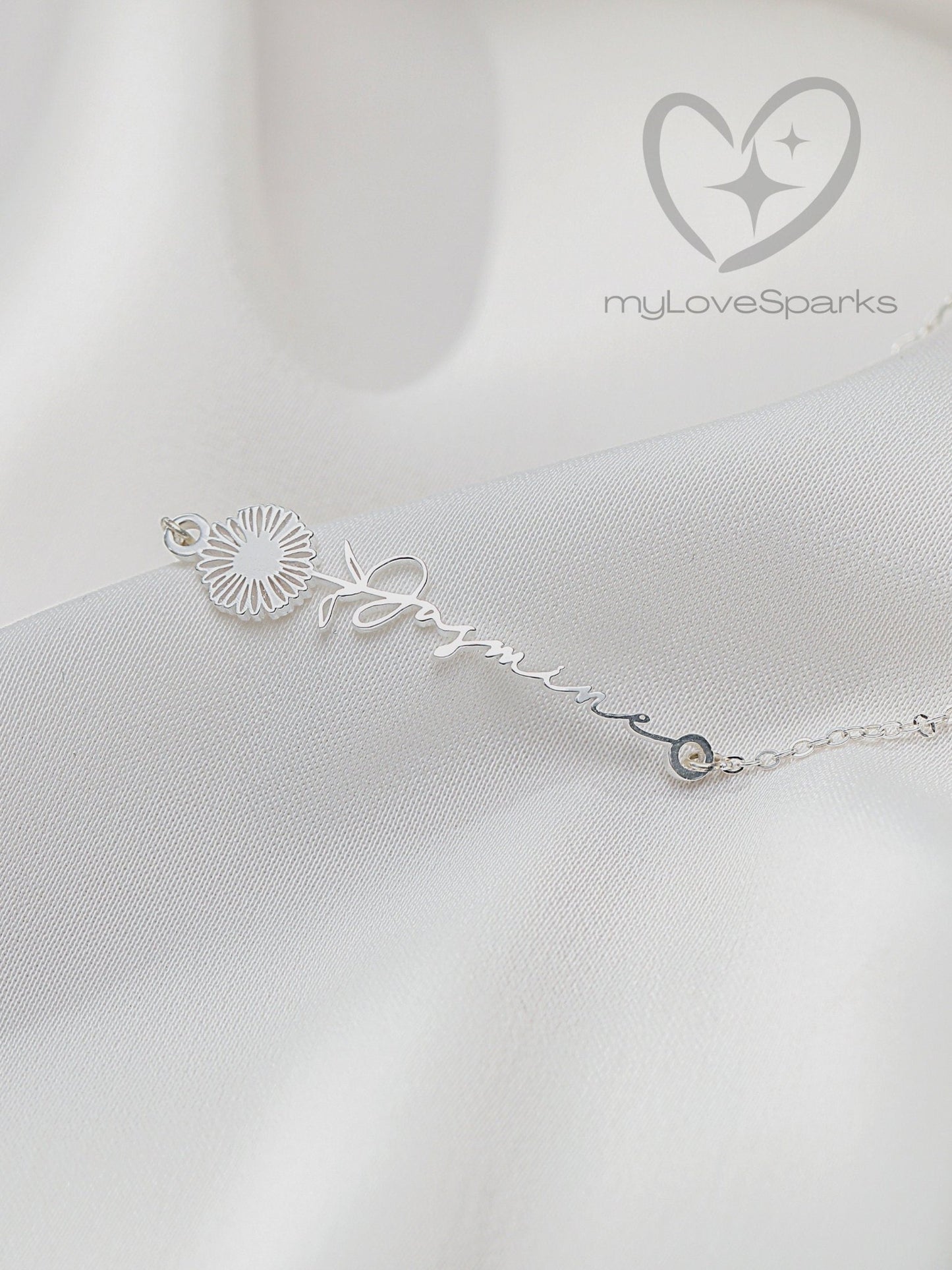 Personalized Name Bracelet with Birth Flower - myLoveSparks Jewelry & GiftsFY