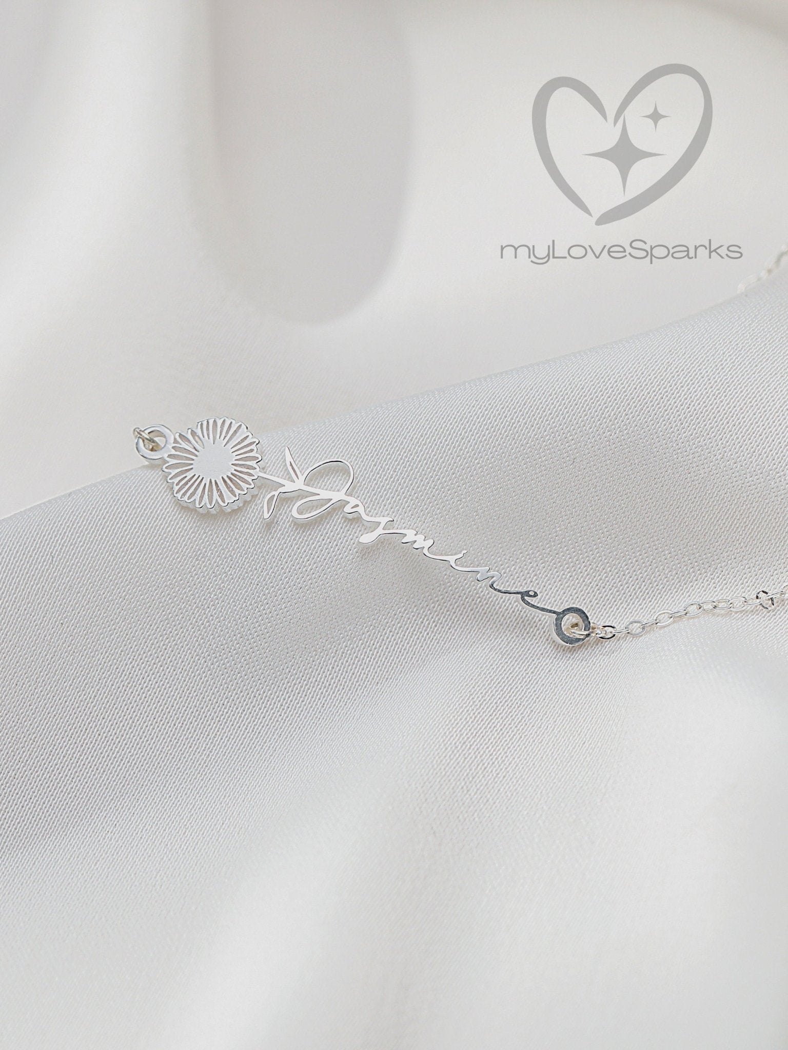 Personalized Name Bracelet with Birth Flower - myLoveSparks Jewelry & GiftsFY