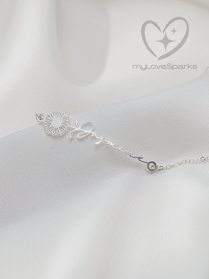Personalized Name Bracelet with Birth Flower - myLoveSparks Jewelry & GiftsFY