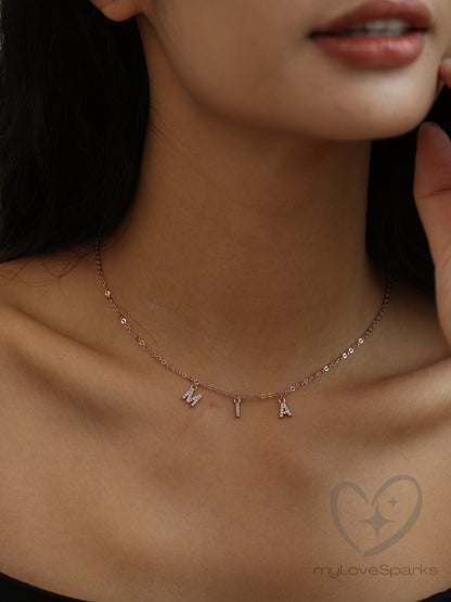 Personalized Pave Name Initials Necklace - myLoveSparks Jewelry & GiftsJHDiamond