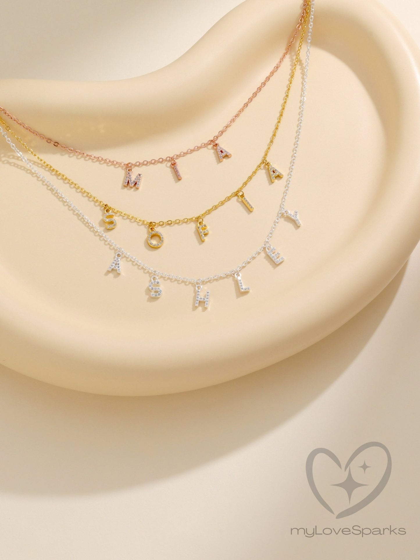 Personalized Pave Name Initials Necklace - myLoveSparks Jewelry & GiftsJHDiamond