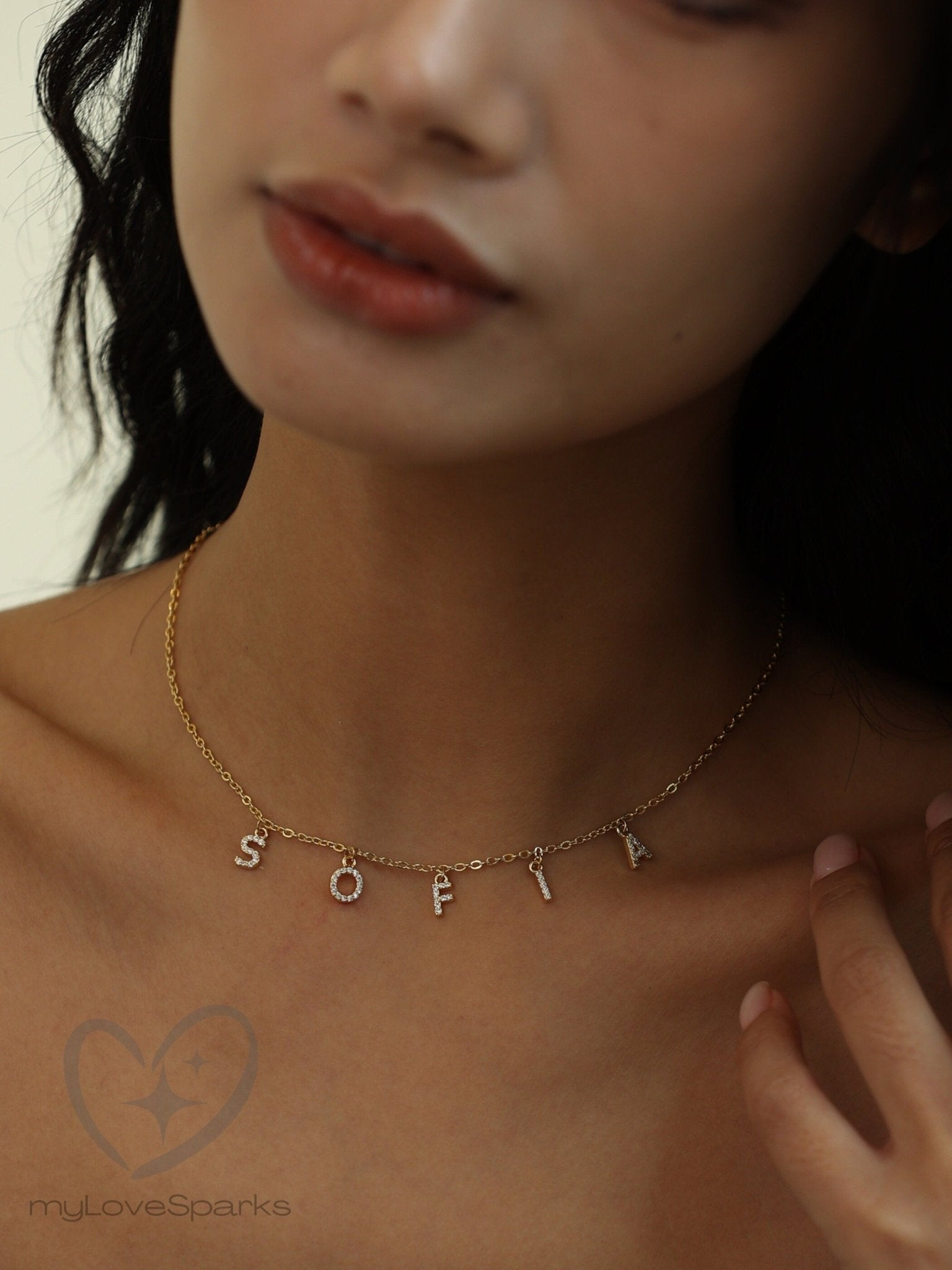 Personalized Pave Name Initials Necklace - myLoveSparks Jewelry & GiftsJHDiamond