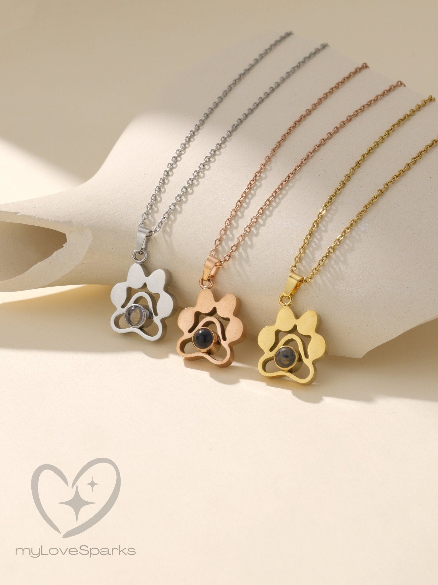 Personalized Paw Necklace with Photo Projection - myLoveSparks Jewelry & GiftsCL