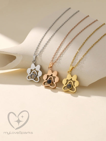 Personalized Paw Necklace with Photo Projection - myLoveSparks Jewelry & GiftsCL