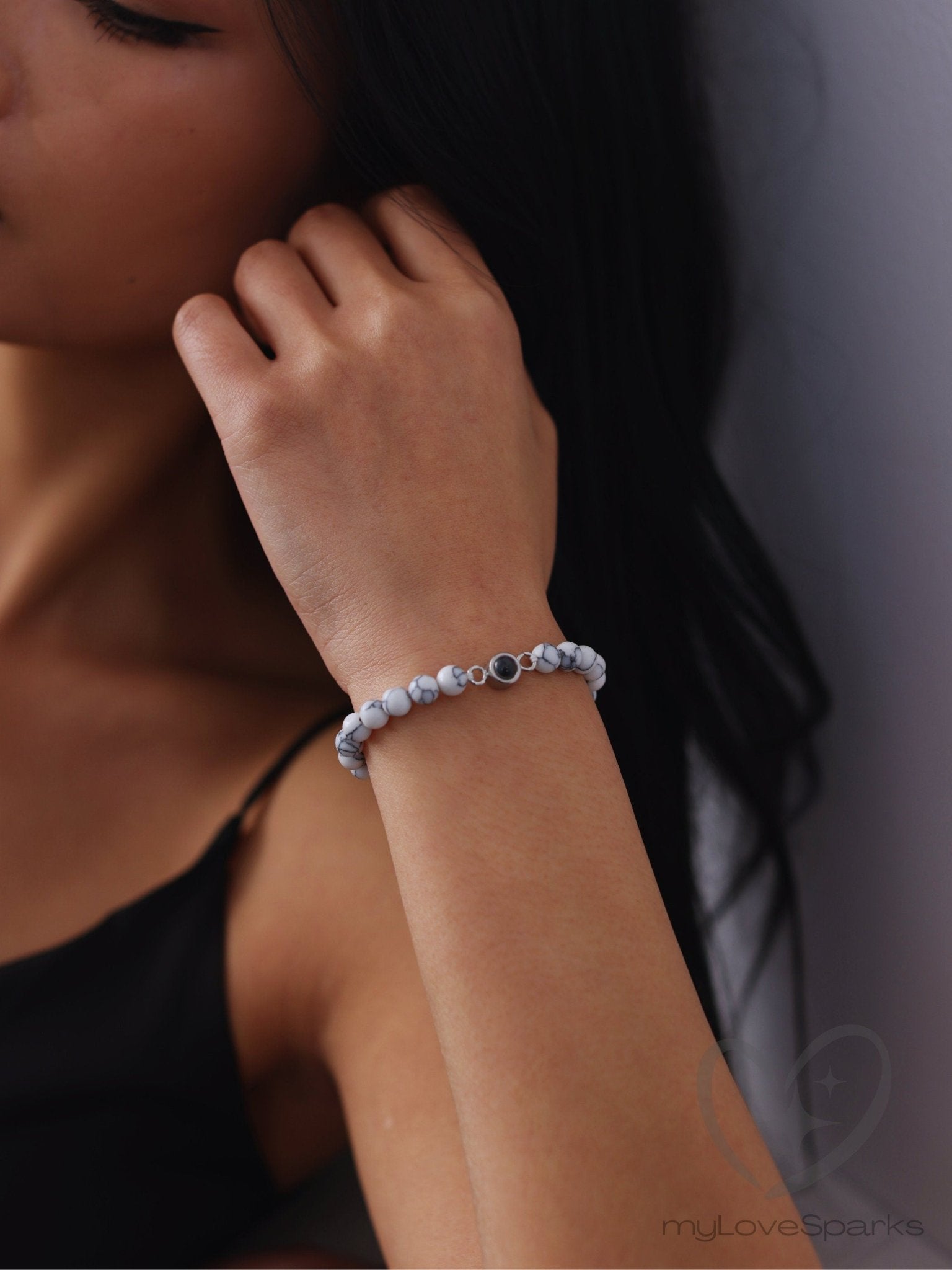 Personalized Photo Bracelet with Beaded Chain - myLoveSparks Jewelry & GiftsCL