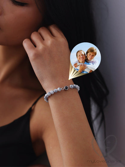Personalized Photo Bracelet with Beaded Chain - myLoveSparks Jewelry & GiftsCL