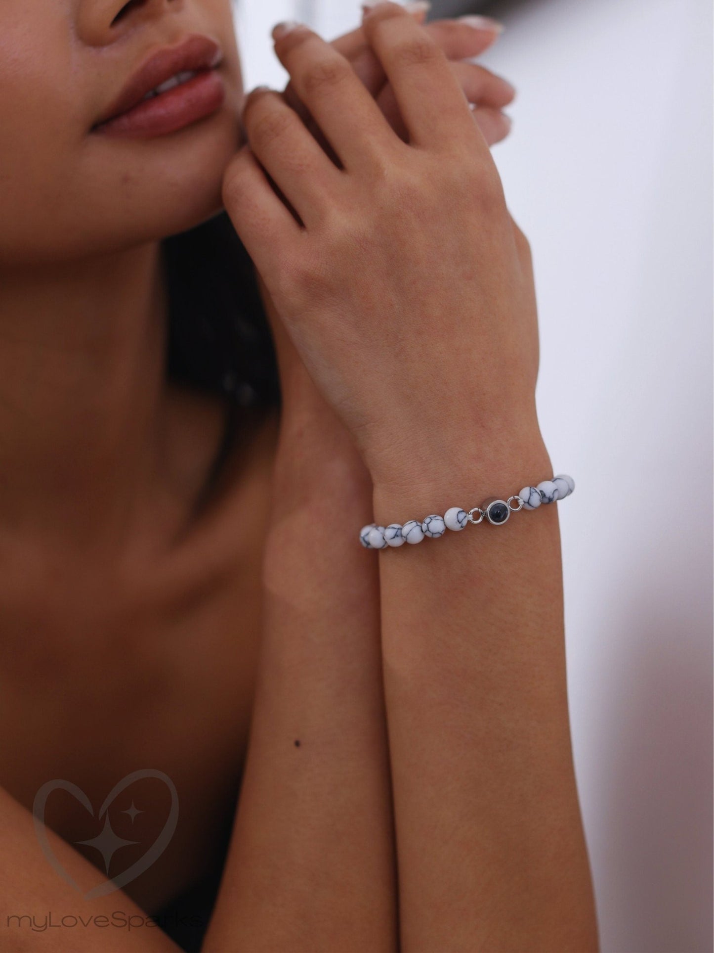 Personalized Photo Bracelet with Beaded Chain - myLoveSparks Jewelry & GiftsCL