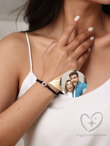Personalized Photo Projection Adjustable Braid Bracelet - myLoveSparks Jewelry & GiftsSW