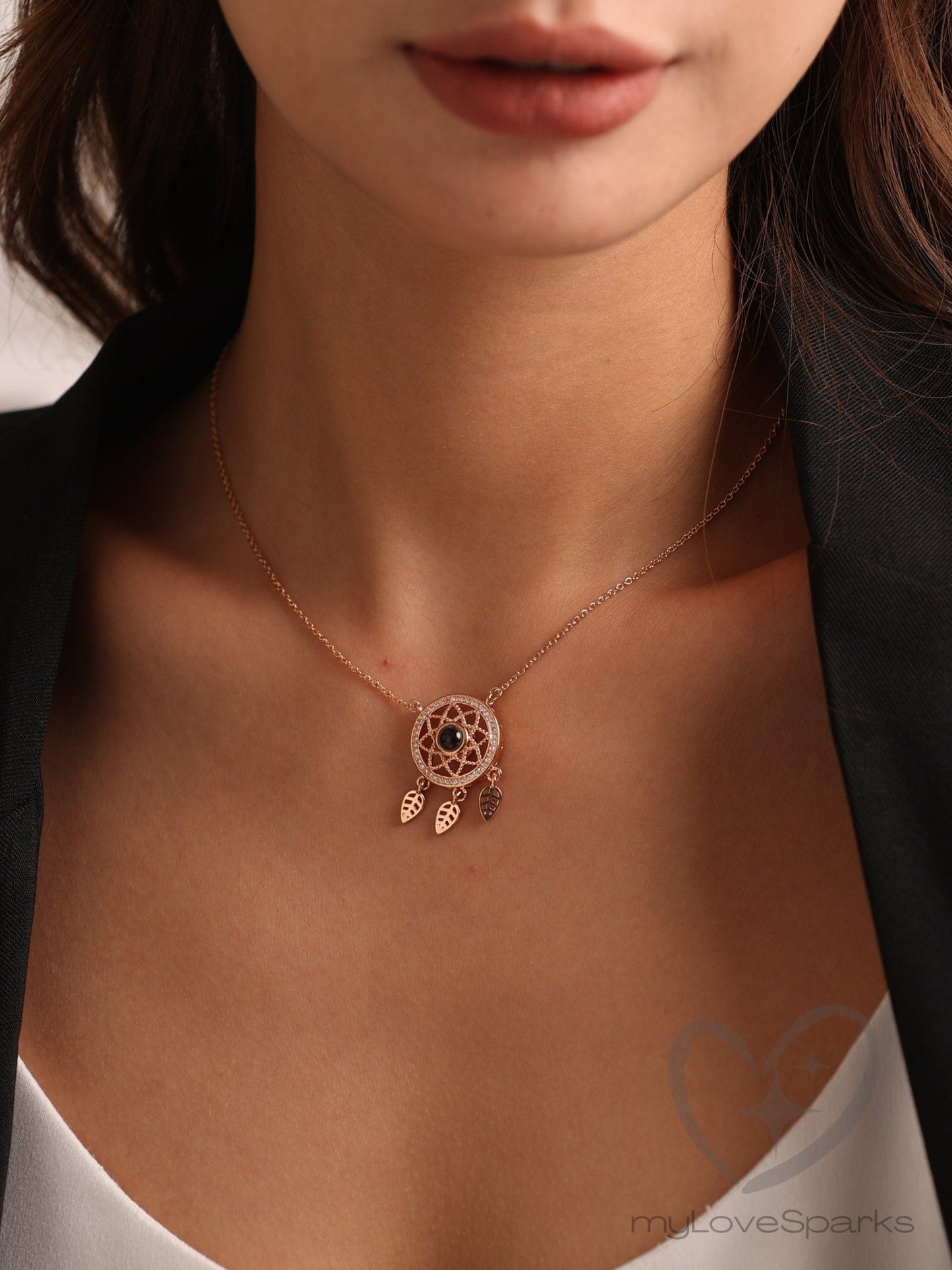 Personalized Photo Projection Dreamcatcher Necklace - myLoveSparks Jewelry & GiftsHJ