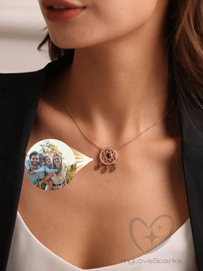 Personalized Photo Projection Dreamcatcher Necklace - myLoveSparks Jewelry & GiftsHJ