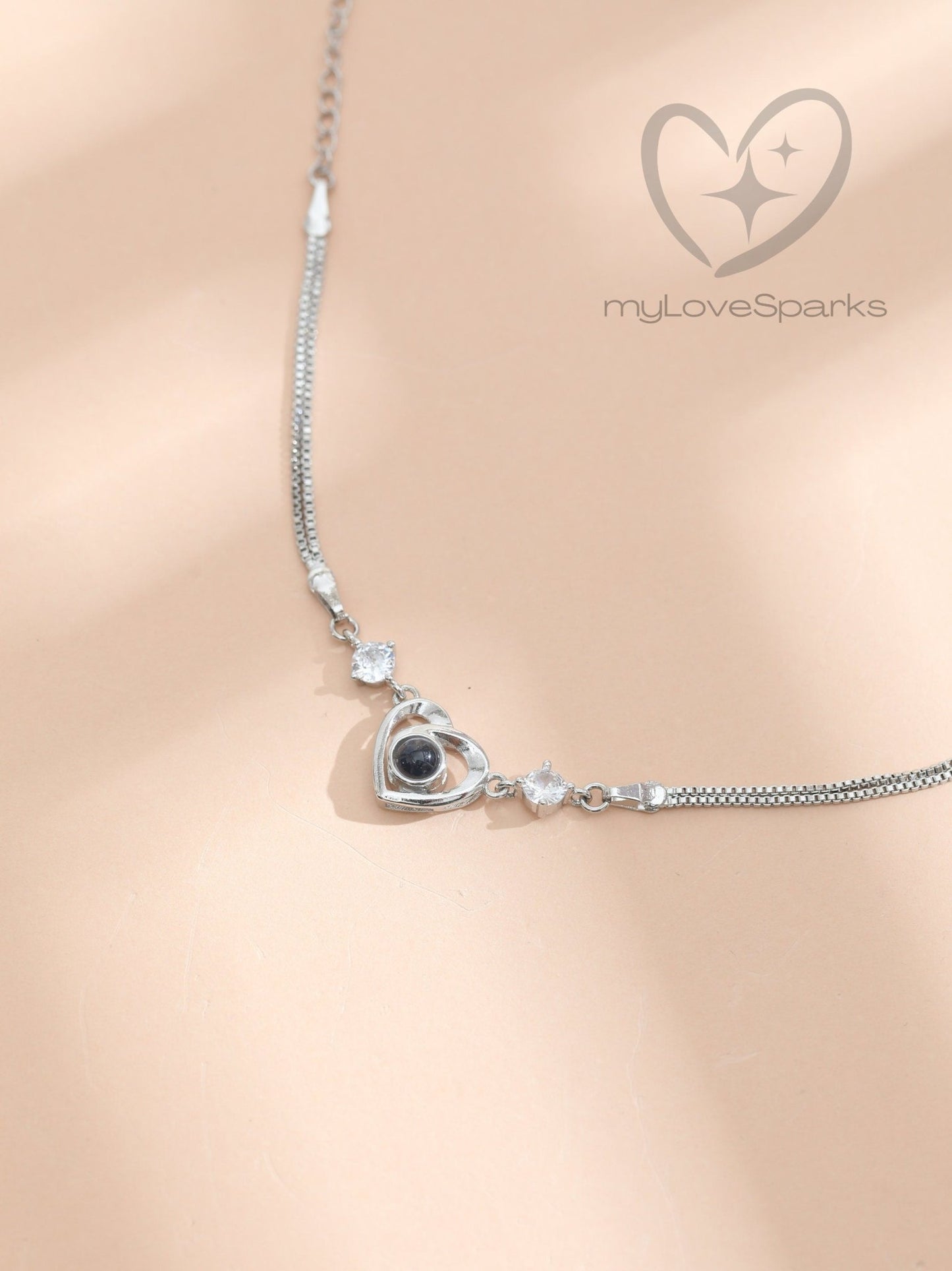 Personalized Photo Projection Heart Bracelet - myLoveSparks Jewelry & GiftsHJ