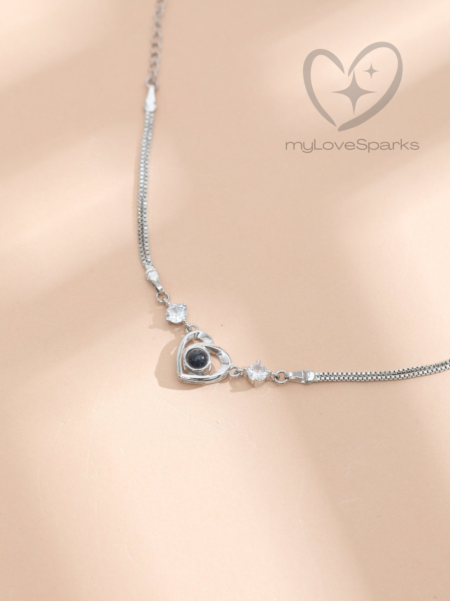 Personalized Photo Projection Heart Bracelet - myLoveSparks Jewelry & GiftsHJ