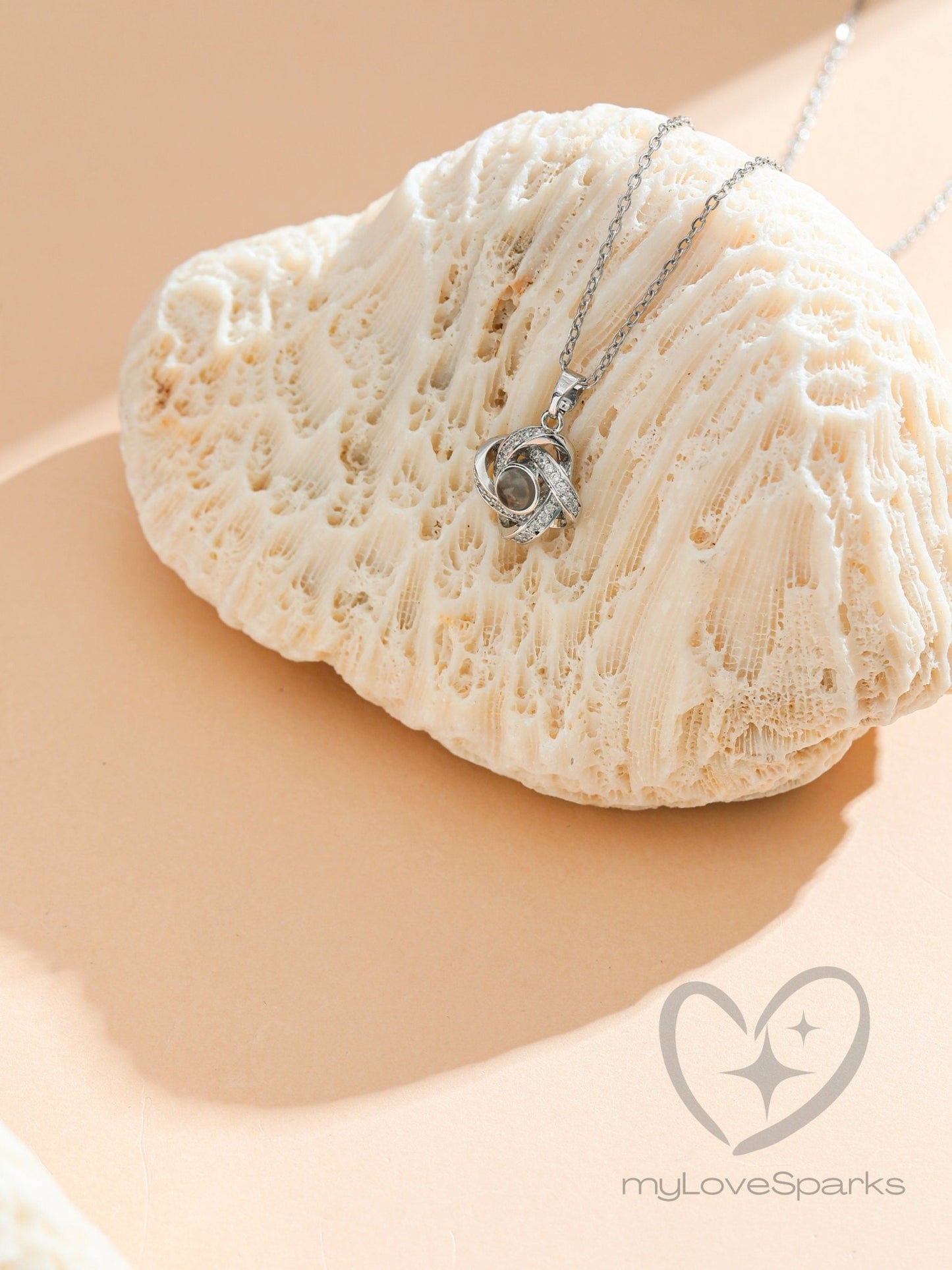Personalized Photo Projection Love Knot Necklace - myLoveSparks Jewelry & GiftsHJ