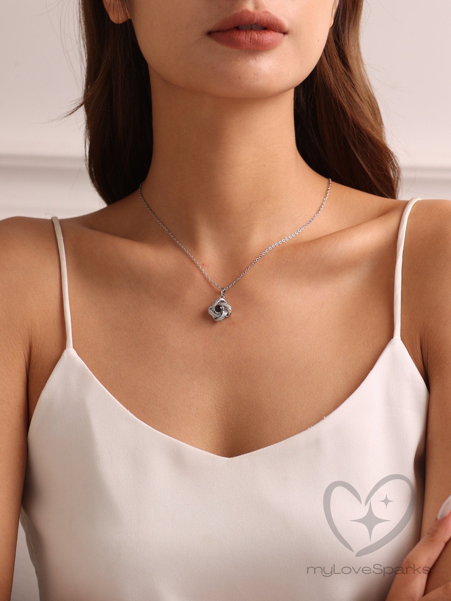 Personalized Photo Projection Love Knot Necklace - myLoveSparks Jewelry & GiftsHJ