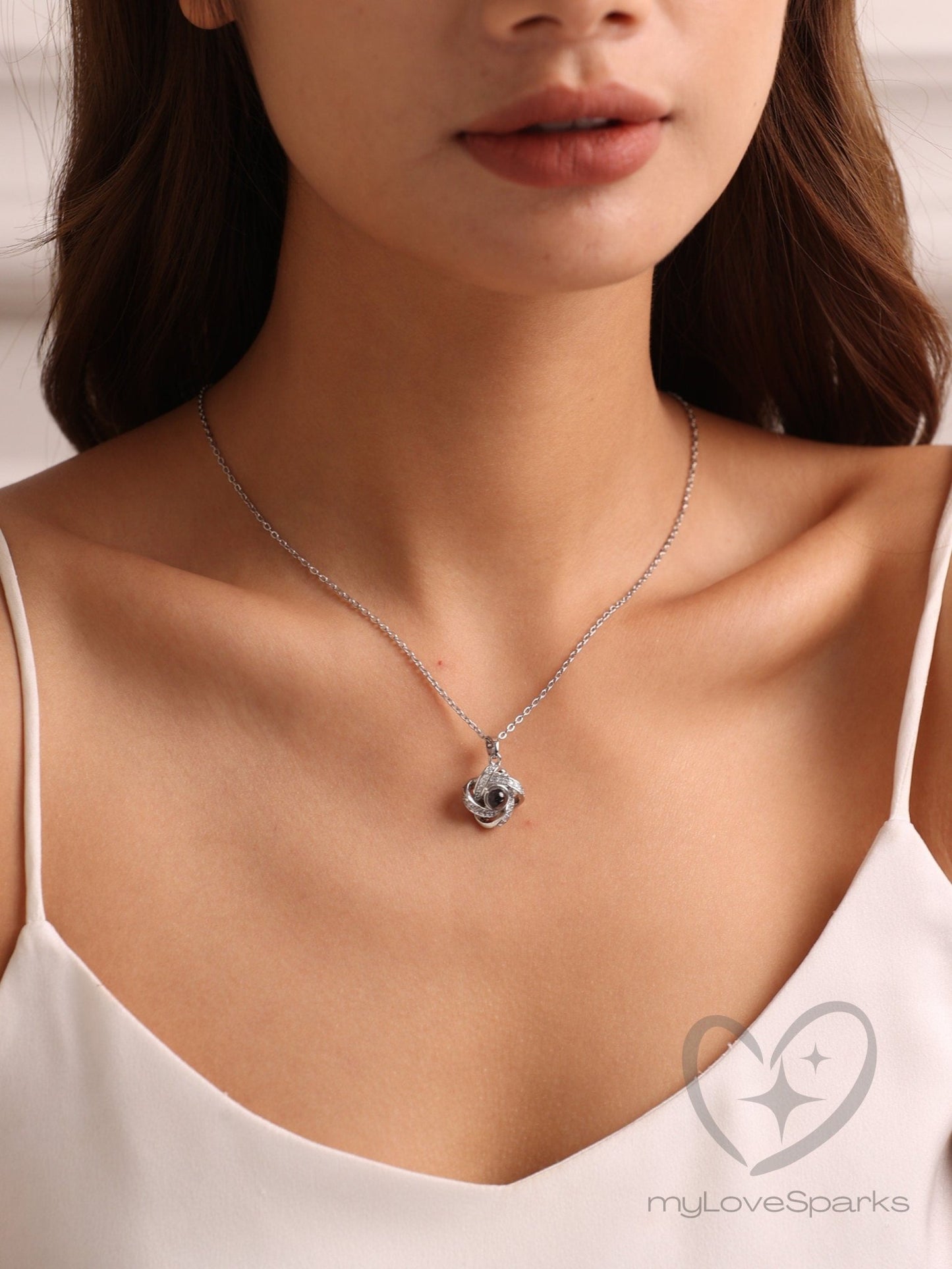Personalized Photo Projection Love Knot Necklace - myLoveSparks Jewelry & GiftsHJ
