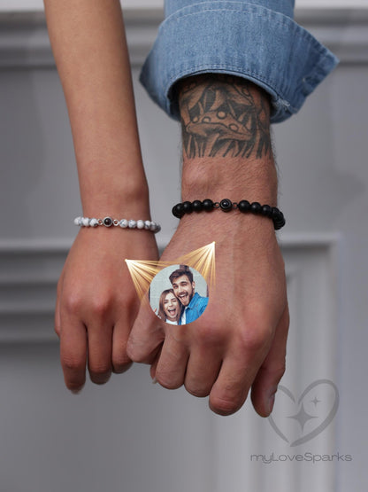 Personalized Photo Projection Matching Couple Bracelet Set of 2 - myLoveSparks Jewelry & GiftsCL
